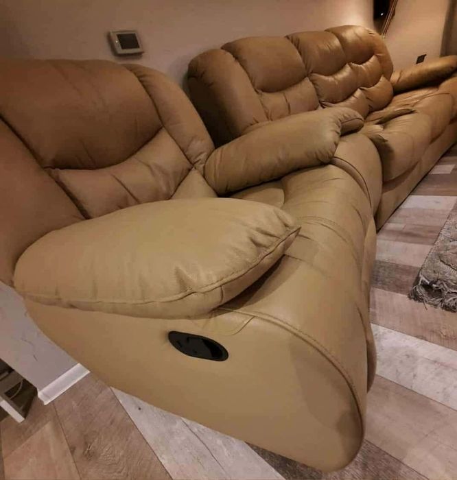 Zestaw wypoczynkowy 3 2 1 skóra naturalna funkcja relaks