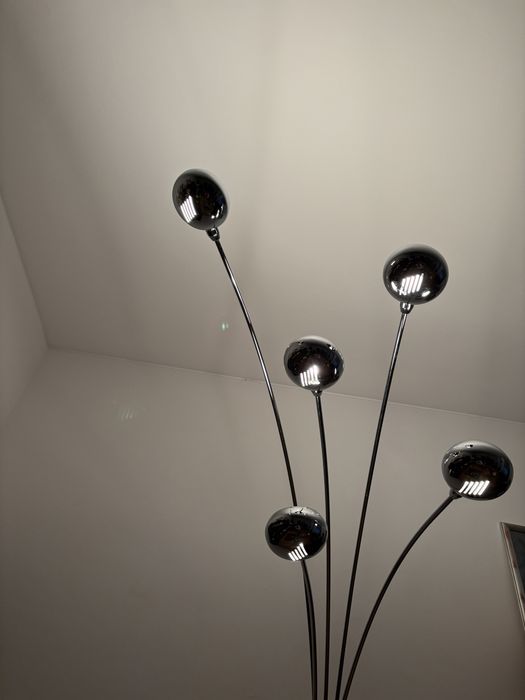Pięcioramienna stojąca lampa chromowana Atelje Lyktan Szwecja lata 70