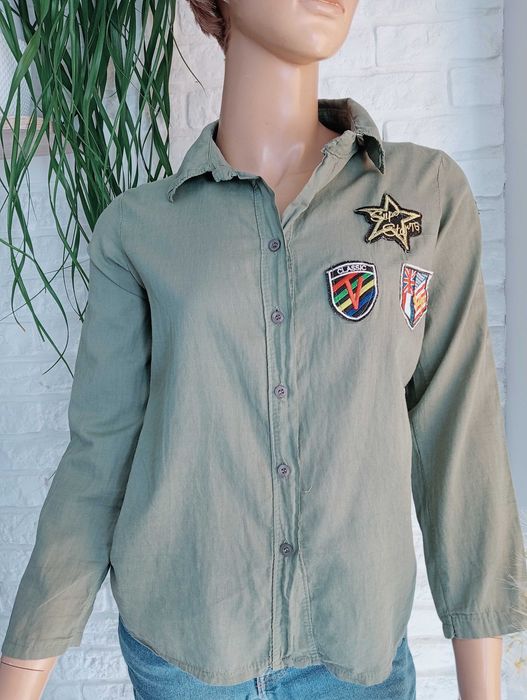 Bawełniana koszula damska khaki rozmiar S/10/38 Made in Italy