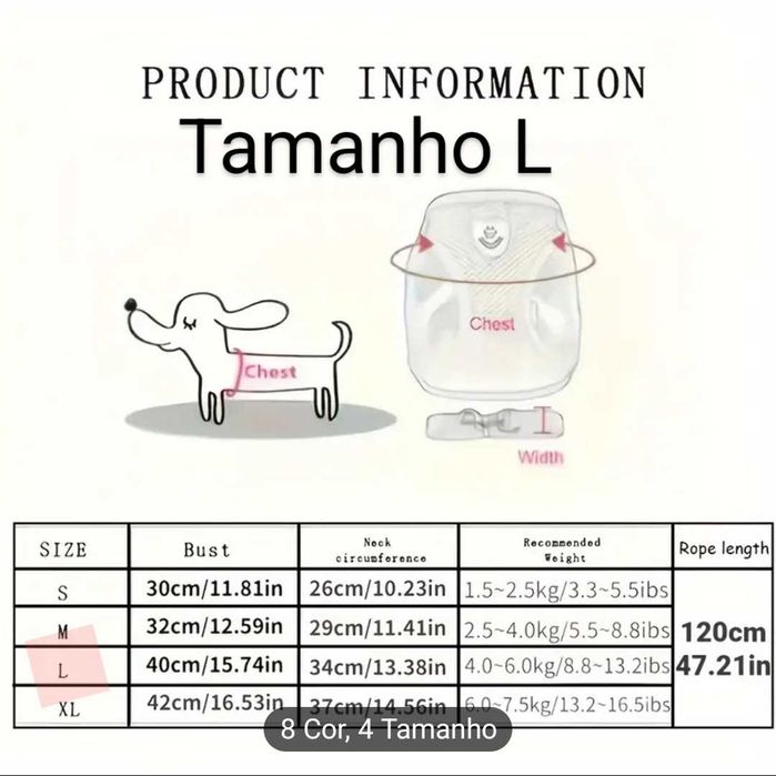Peitoral com guia para cães