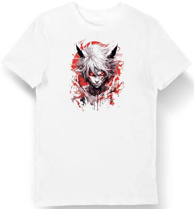 Koszulka męska anime z demonem biała 3XL