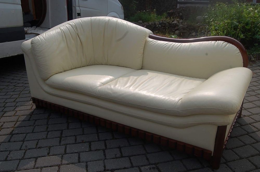 Kanapy komplet ecru skóra