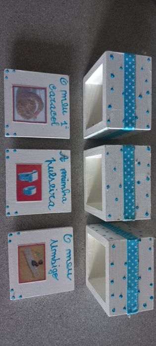 3 caixas de bebé "umbigo, pulseira e caracol"