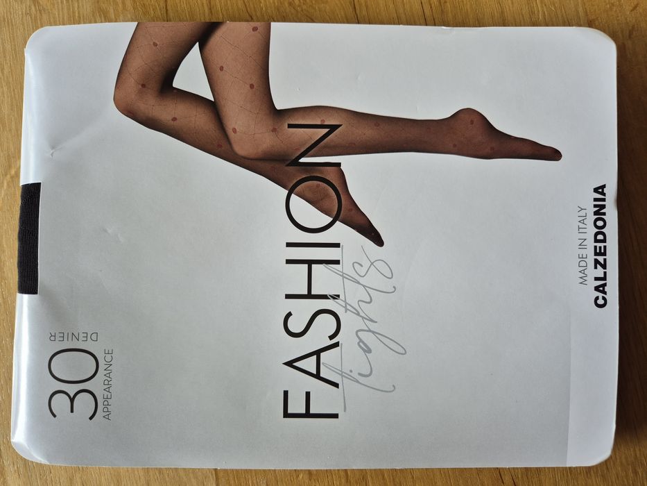 Rajstopy Calzedonia s/m czarne w romby kropki 30 den