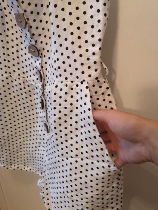 MANGO kombinezon biały w czarne grochy 34/XS
