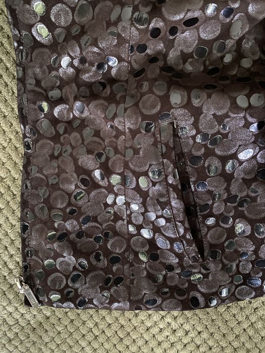 Кожанный пиджак в паетку коричневого цаета