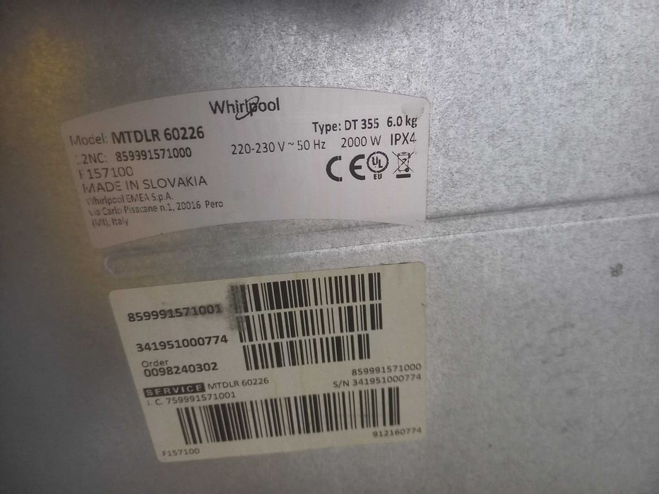 Sprzedam pralkę ład. od góry Whirlpool inverter 1200 obr dowóz gratis.