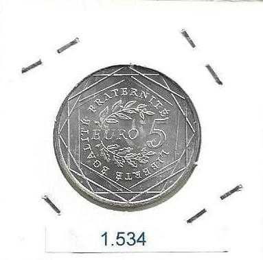 França - - - 5 Euros - 2008 - - - La Semeuse - - - Moeda de Prata