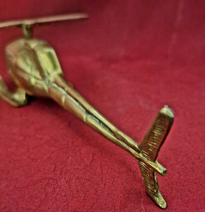 Mosiądz,  ładny,  stary , mosiężny helikopter  21cm