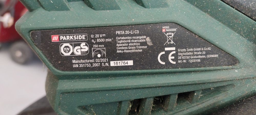 Máquina de cortar relva, Parkside + carregador e 1 bateria