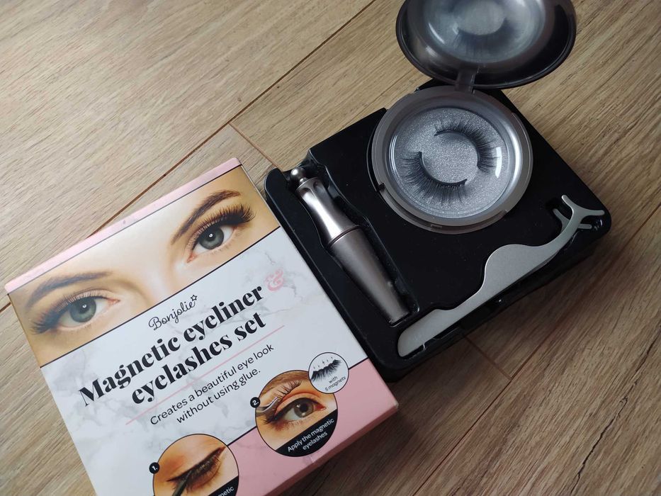 Zestaw rzęsy magnetyczne eyeliner pudełko z lusterkiem pęseta