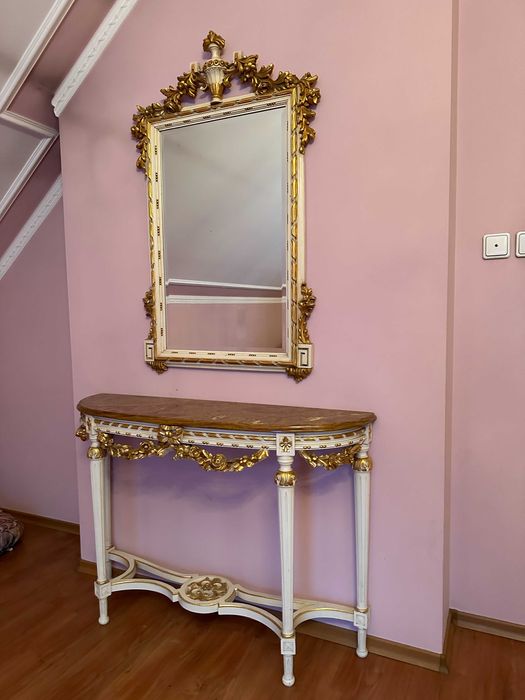 Przepiękna ludwikowska konsola z lustrem