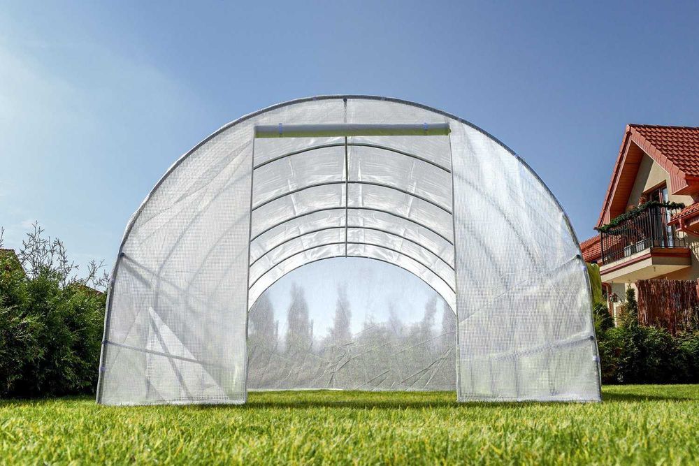 SZKLARNIA ogrodowa TUNEL foliowy 6x3x2m WZMOCNIONA FOLIA Biała