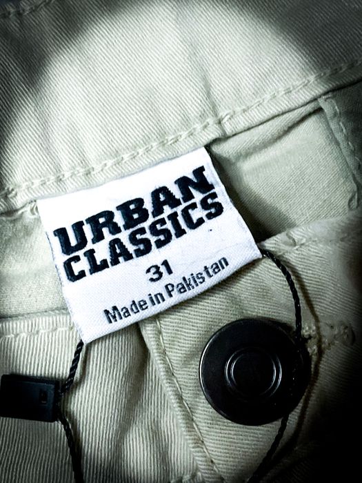 (L) Urban Classics Nowe Białe Męskie Spodnie Cargo Momo Szerokie