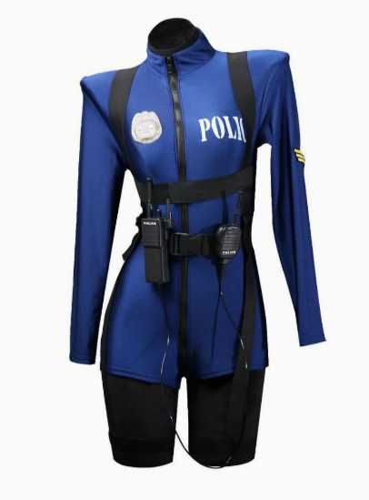 Эротический ролевой костюм Полицейской с круговым доступом. Комбинезон
