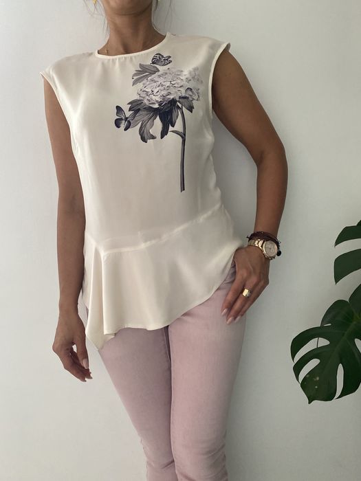 Bluzka z baskinką ZARA  S 36 kremowa