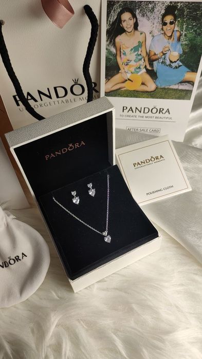 Комплект Pandora "Два серця" Набір пандора  S925