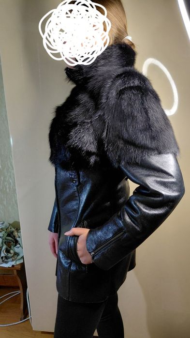 Шуба утеплена з натуральної шкіри та хутра