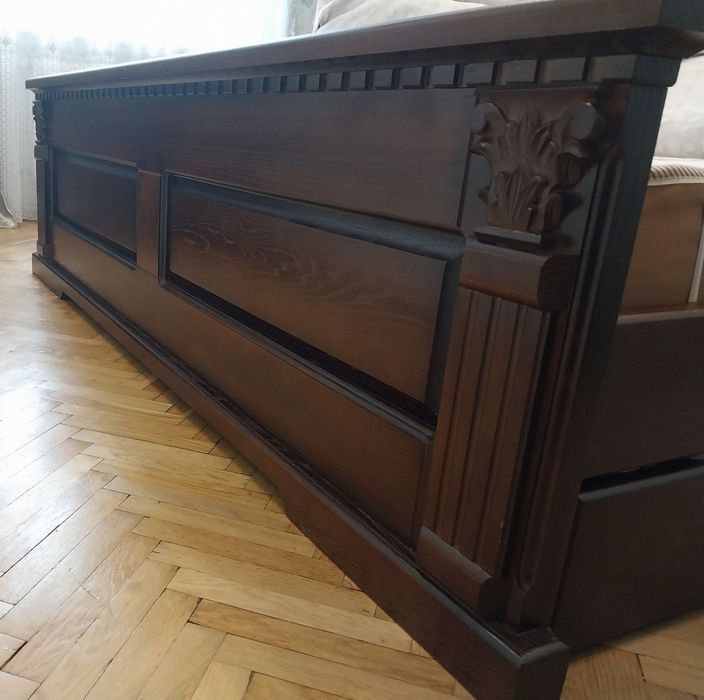 Ліжко двоспальне з масиву дуба,ясеня  (дерев'яне)