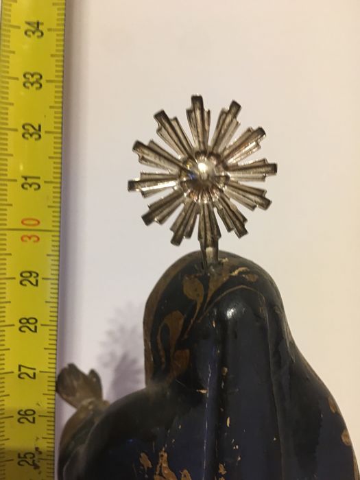 Santa antiga seculo XVVIII ou XIX com resplendor em prata