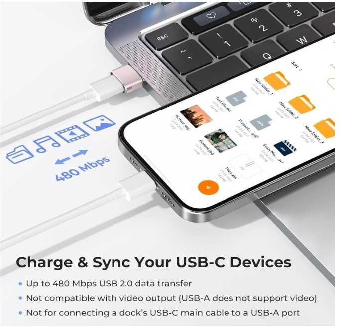 Adapter USB C do USB A kolor różowy Basesailor