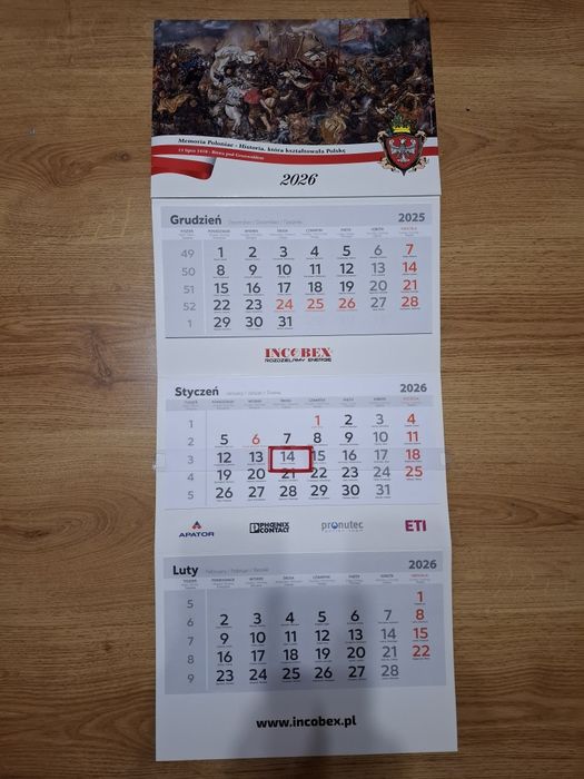 Kalendarz trójdzielny  2026