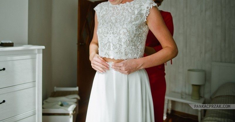 suknia ślubna dwuczęściowa + welon