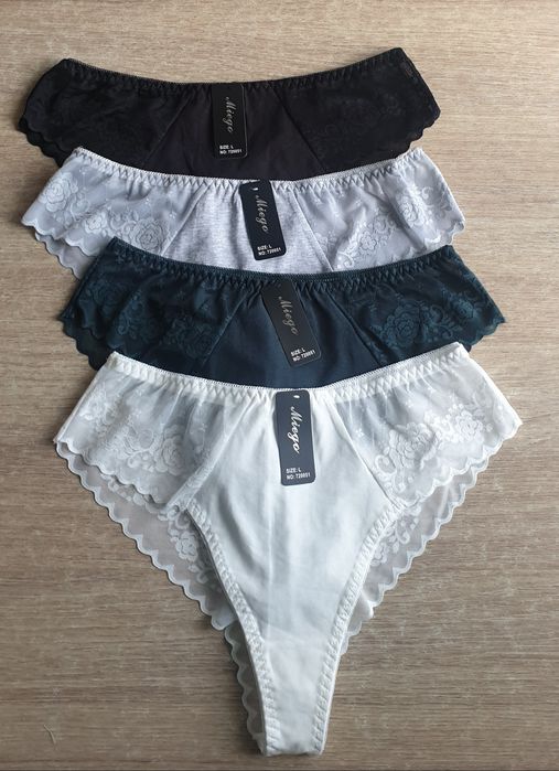 4×Damskie majtki stringi L bawełna