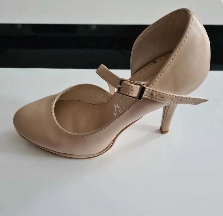 Szpilki skórzane mała stopa rozmiar 34