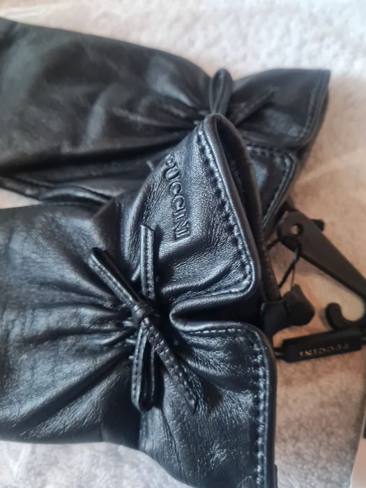 Rękawiczki damskie skórzane Puccini nowe r.7 czarne