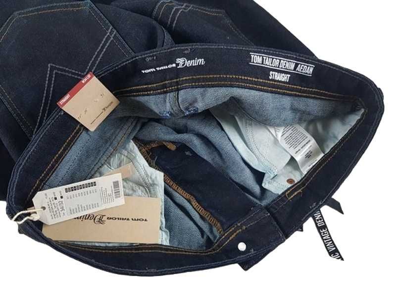 Nowe męskie jeansy Tom Tailor Aedan - Straight - granatowe oryg. rozmiar - W34/L32