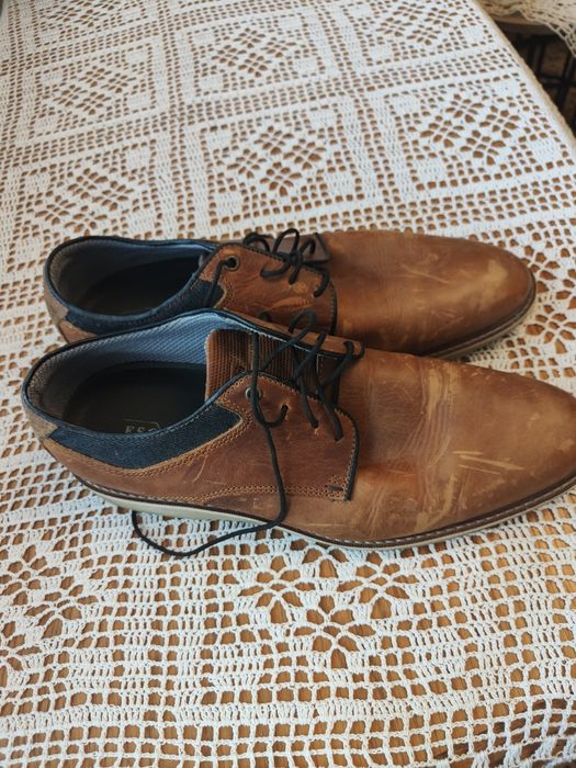 Buty męskie półbuty pantofle skóra naturalna brązowe