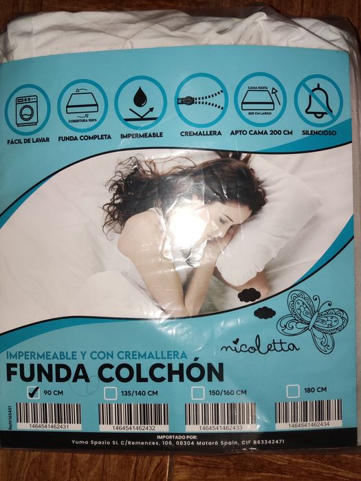 Capa para colchão com fecho completo 90cm por 2 metros. NOVO