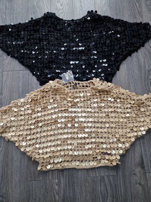 Sweter bluzka cyrkonie kryształki kamienie połysk