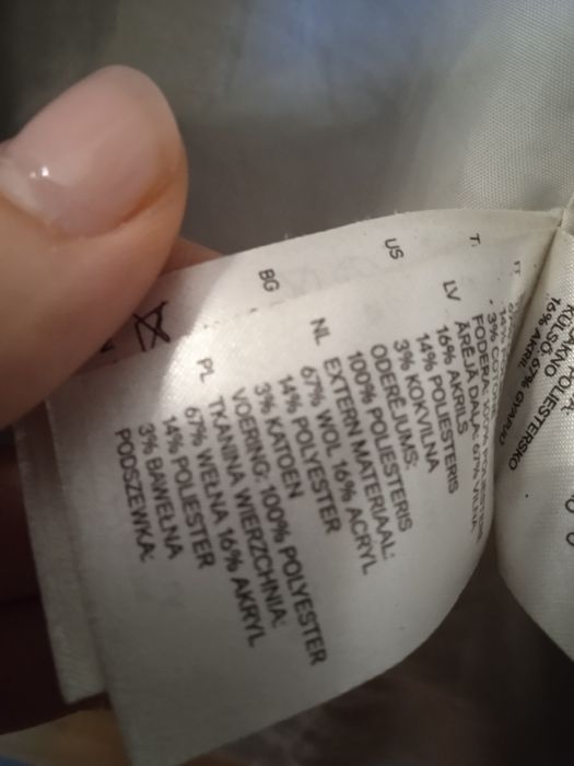Płaszcz h&m wełna 67%