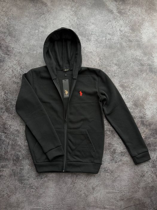 Чорний Спортивний Костюм Polo (Зіп худі + Штани) | Теплий Фліс | S–3XL