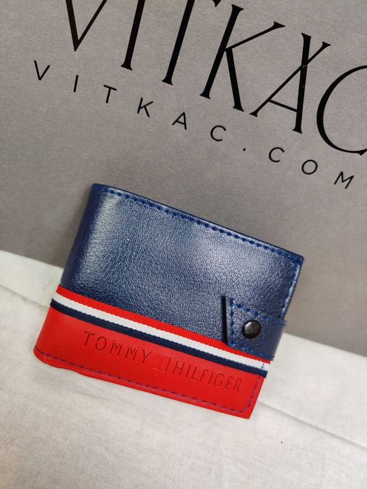 Portfel męski nowość granatowo-czerwony tommy hilfiger premium