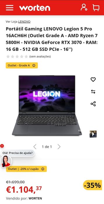 GAMING Lenovo Legion 5 17" RTX 3070 16GB 512GB c/NOVO.  Troca/retoma.