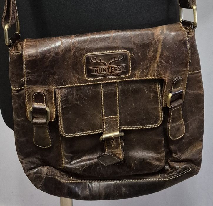 HUNTER listonoszka myśliwska skóra naturalna vintage retro
