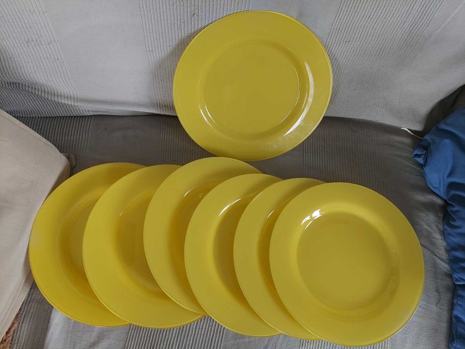 talerze szklane żółte duże 33 cm średnica