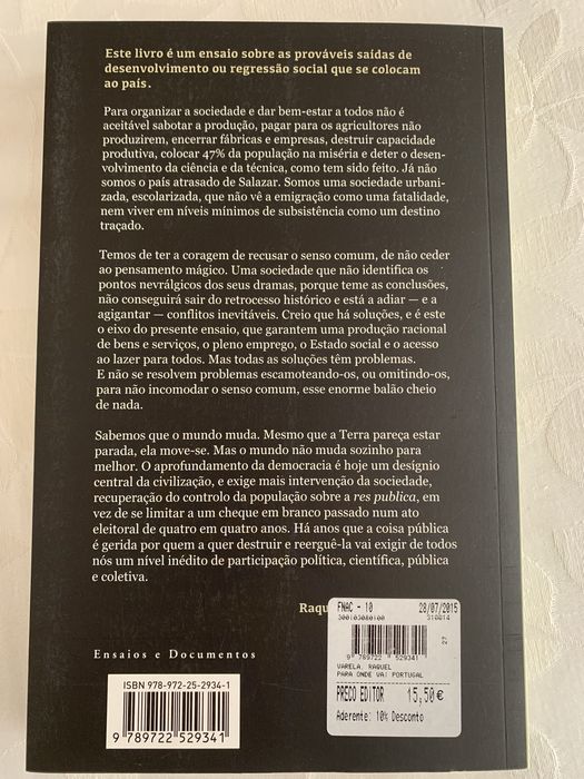 Para onde vai Portugal? Autora Raquel Varela