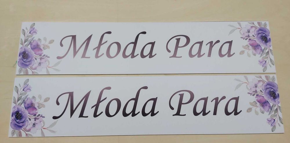 Tablice do auta Młoda Para PCV 2 fioletowe kwiaty wodoodporne 2 szt