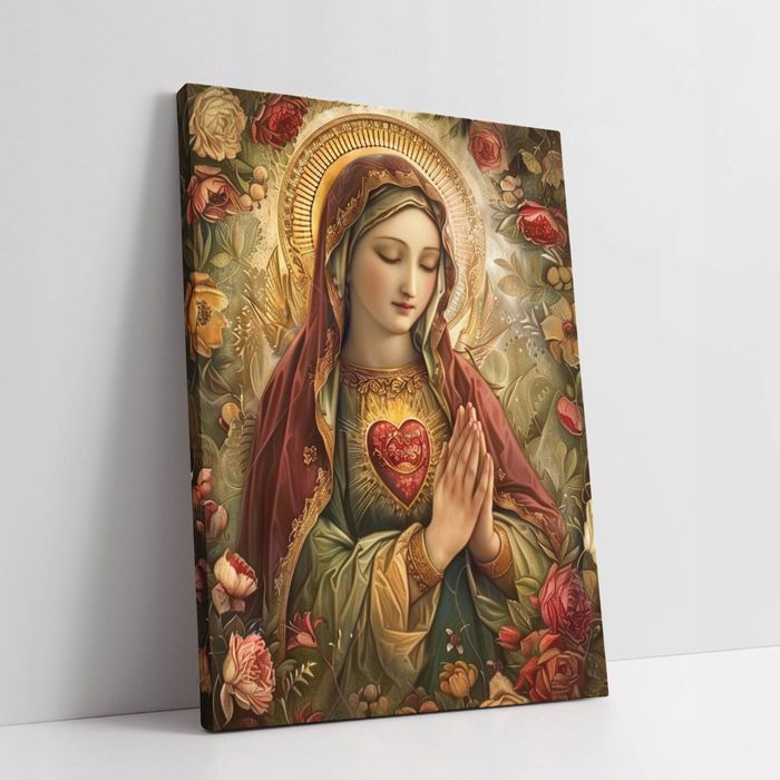 Obraz na płótnie "Serce Maryi" 30x40 cm - Religijny Motyw do Wnętrz