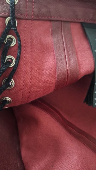 Balmain skórzane spodnie Burgund r. 26 XS