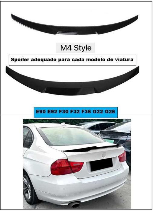 Spoiler aileron lip mala M4 Style preto brilhante vários modelos BMW