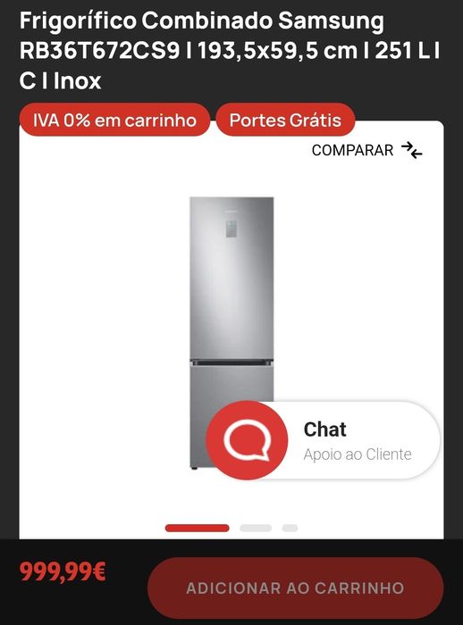 Frigorífico Combinado Samsung Inox 360 (Classe C) - Como Novo