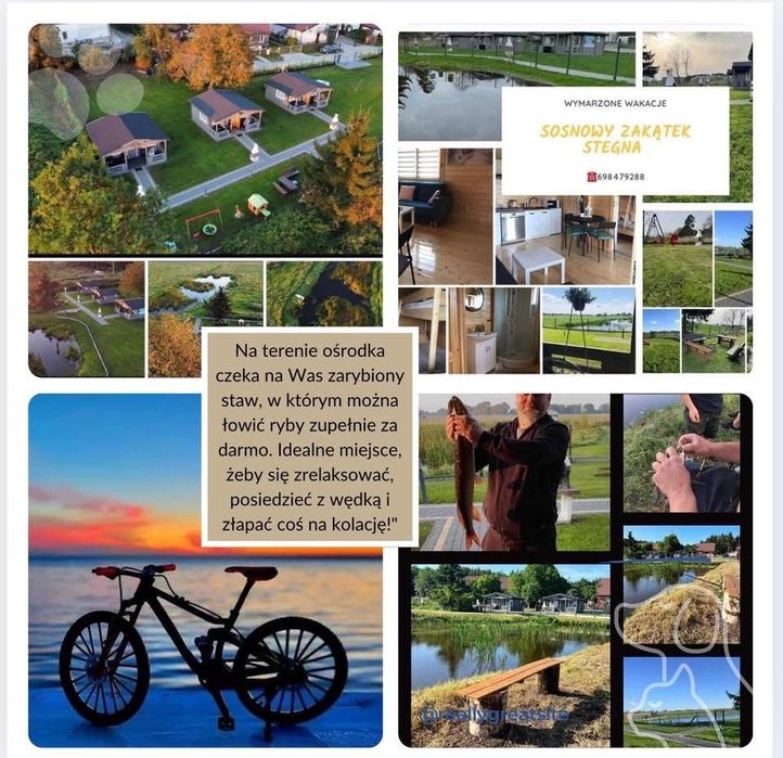 Stegna Domki, noclegi, staw łowienie ryb, rowery
