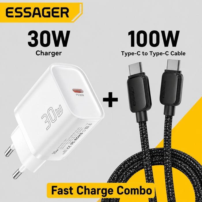 Зарядка Essager 30w + кабель Essager 100w
