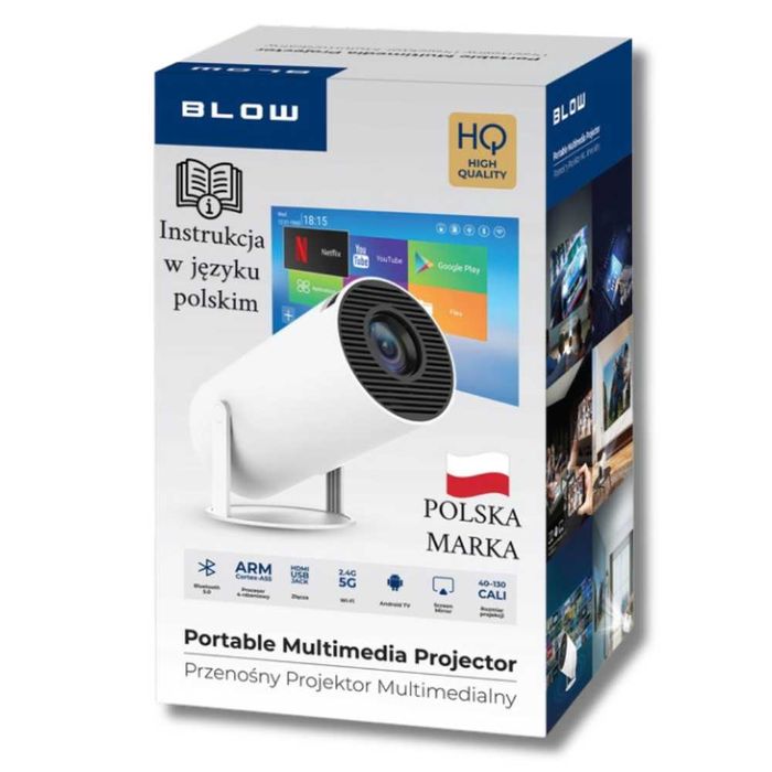 PROJEKTOR przenośny RZUTNIK obrotowy ANDROID - smart TV wifi FULL HD