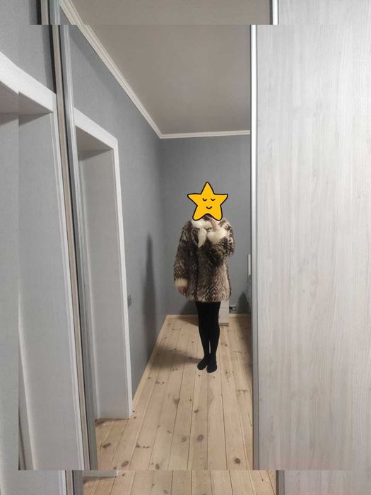 Жіноча шуба з натурального хутра (тваринний принт)